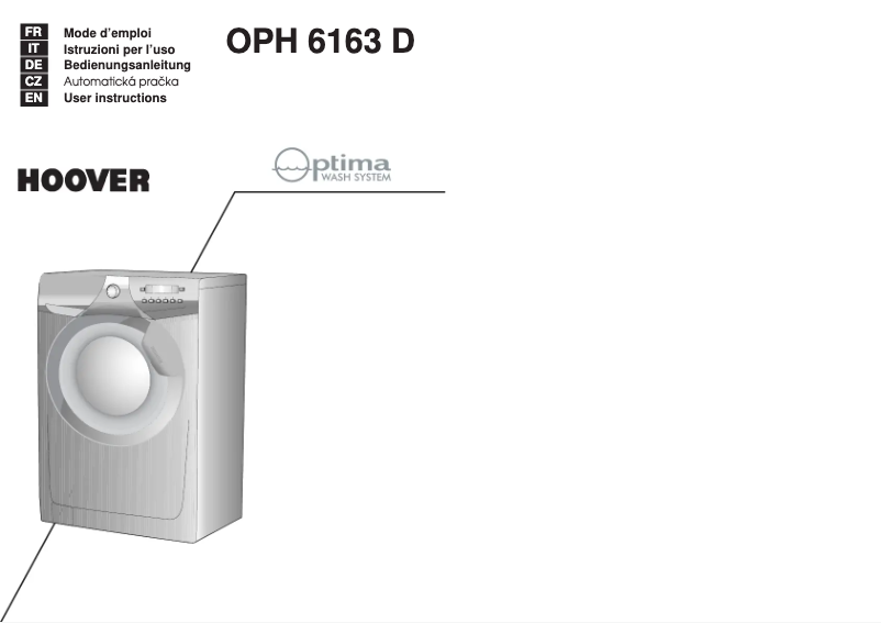 Page n°1 - Manuel utilisateur Hoover OPH 6163D-86S