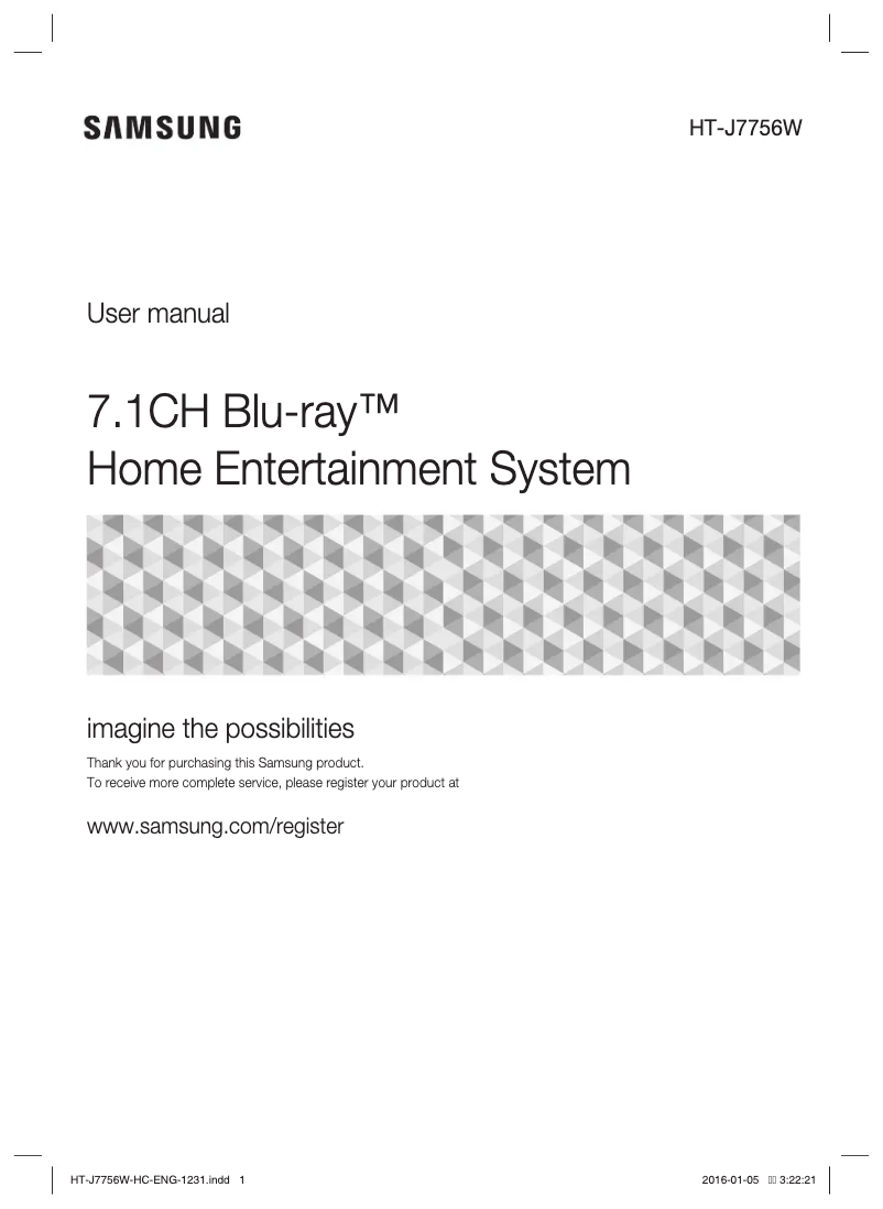 Page 1 de la notice Manuel utilisateur Samsung HT-J7756W