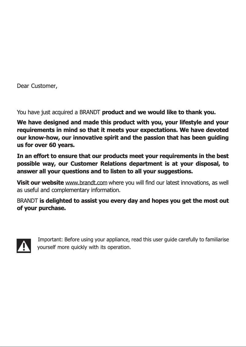 Page 1 de la notice Manuel utilisateur Brandt BXP6132B