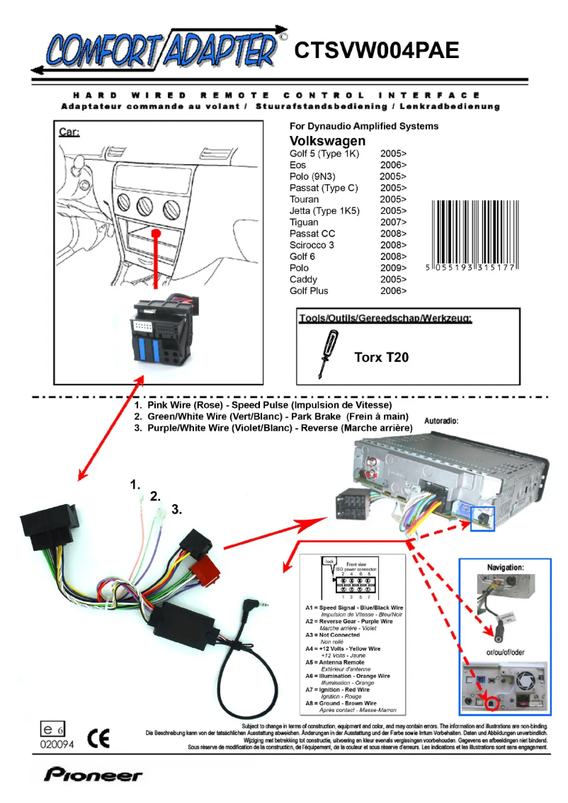 Page n°1 - Manuel utilisateur Pioneer CTSVW004PAE