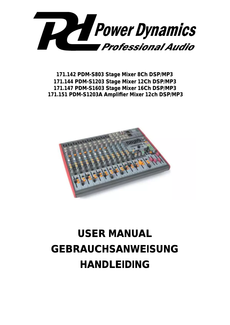 Page n°1 - Manuel utilisateur Power Dynamics 171.142 PDM-S803