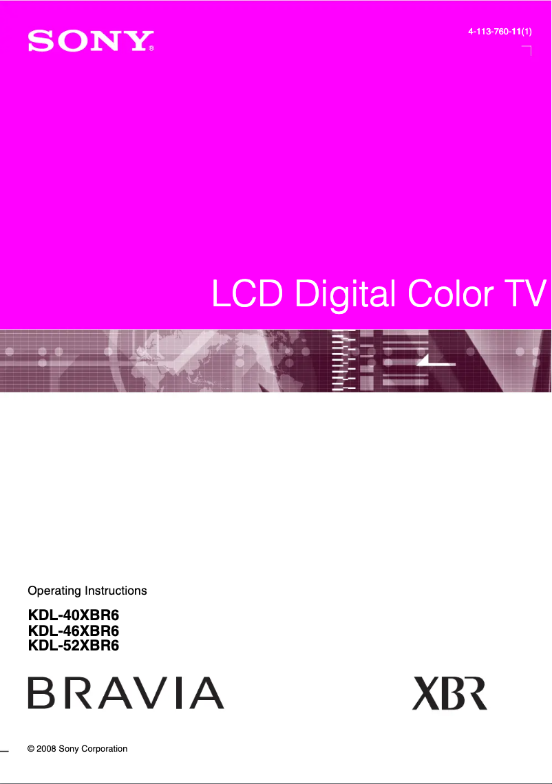 Page n°1 - Manuel utilisateur Sony Bravia KDL-40XBR6