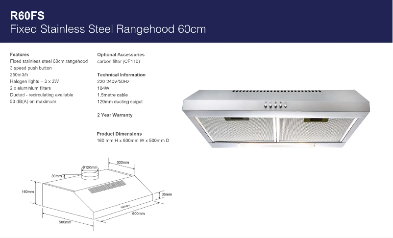 Page 1 de la notice Fiche technique Euromaid R60FS