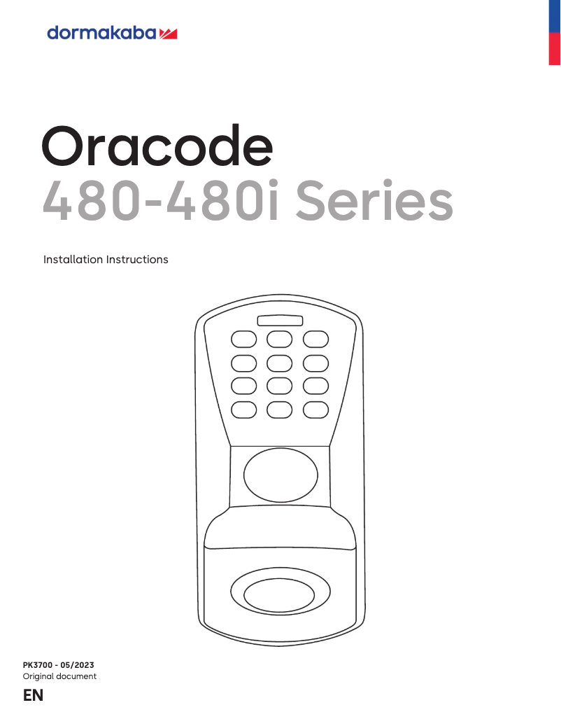 Page 1 de la notice Manuel utilisateur Dormakaba Oracode 480