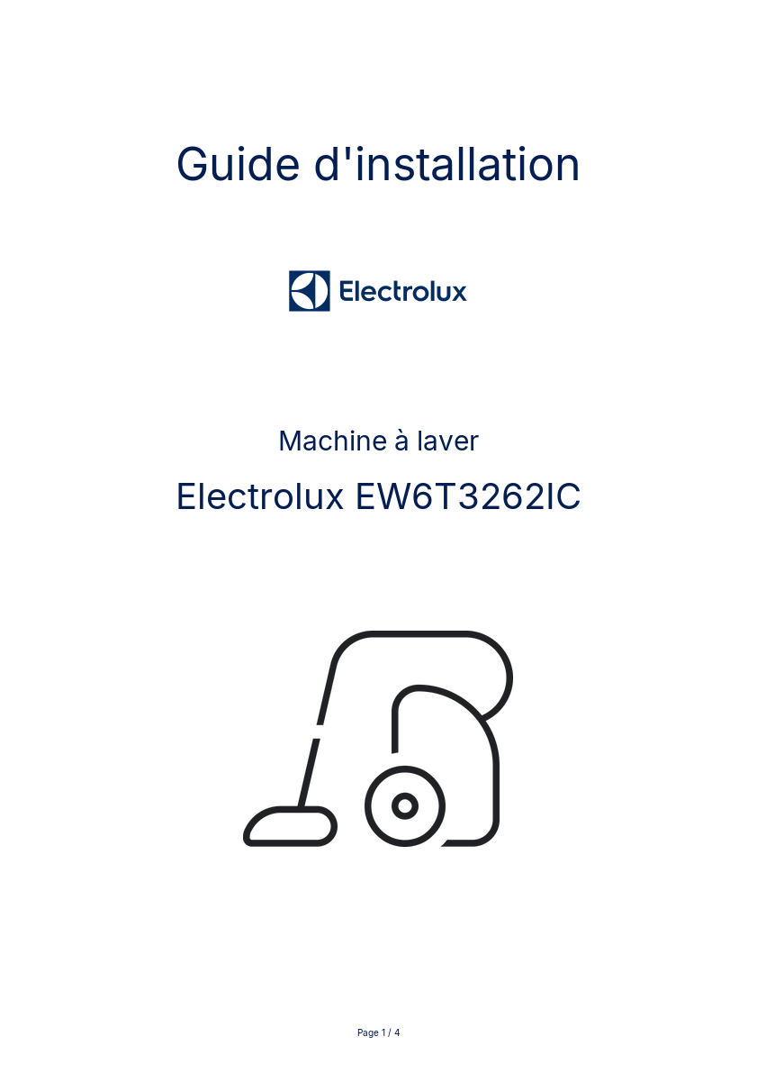 Image de la première page du manuel de l'appareil EW6T3262IC