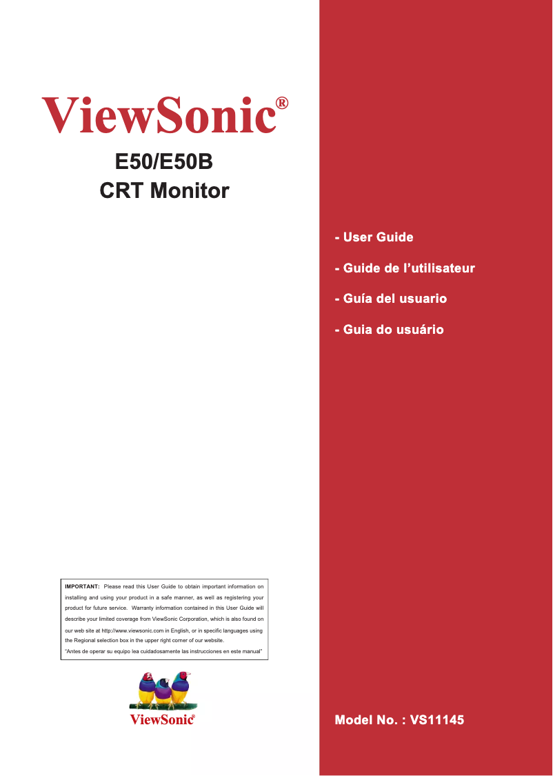 Page 1 de la notice Manuel utilisateur Viewsonic E50B