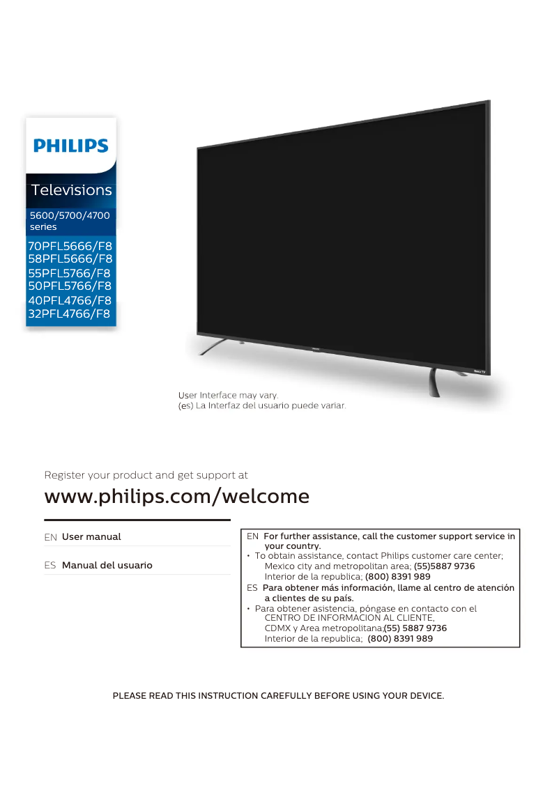 Page 1 de la notice Manuel utilisateur Philips 70PFL5666