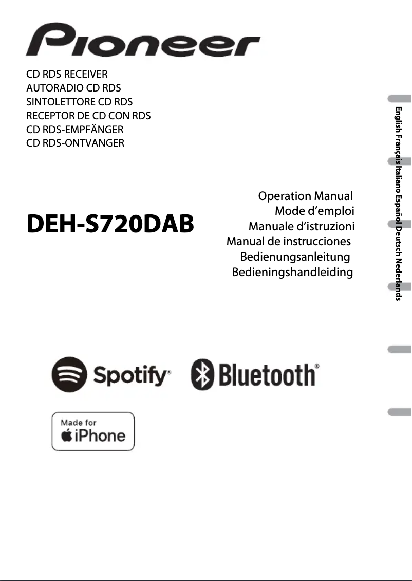 Page n°1 - Manuel utilisateur Pioneer DEH-S720DAB