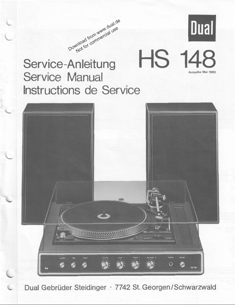 Page n°1 - Manuel utilisateur Dual HS 148