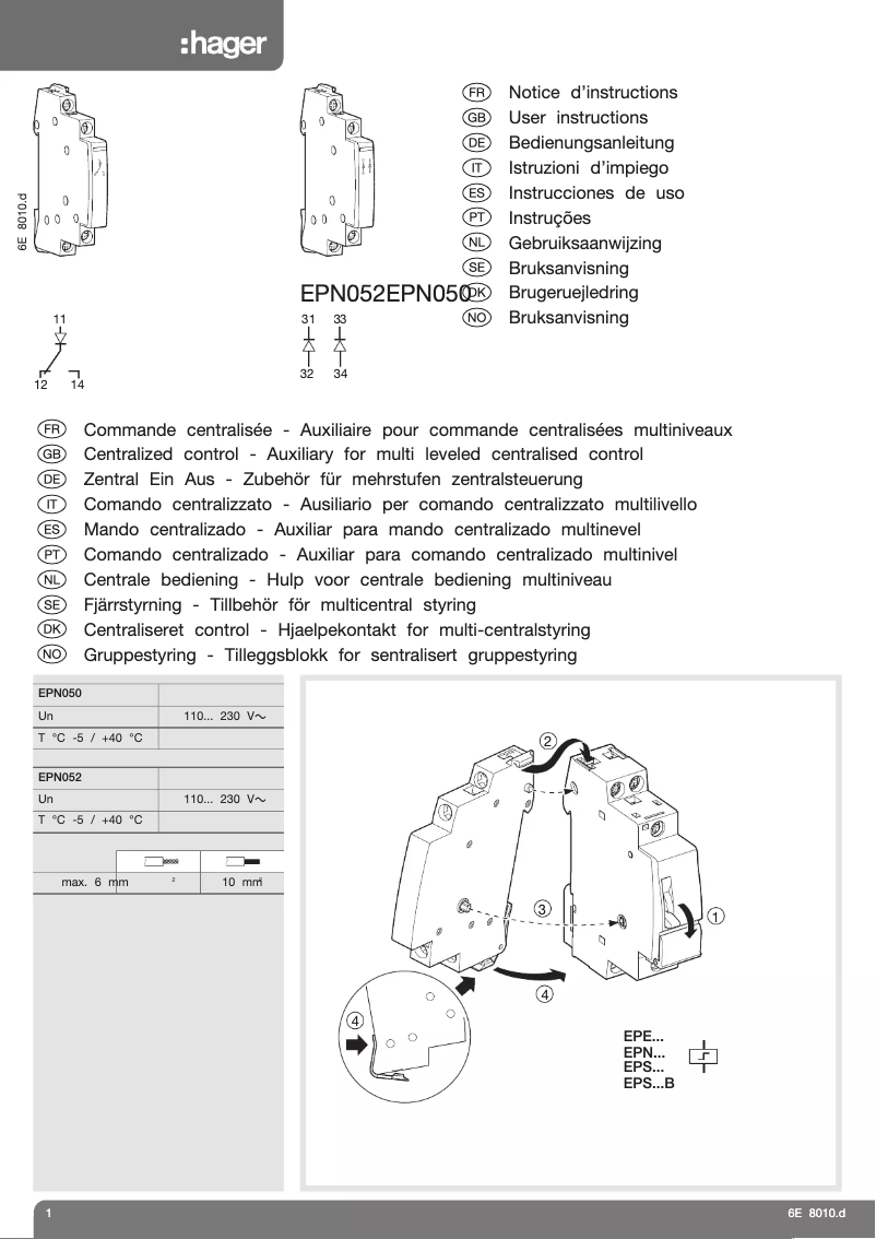 Image de la première page du manuel de l'appareil EPN050