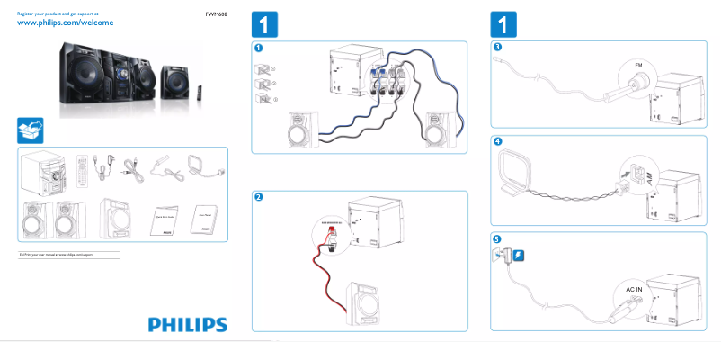 Page n°1 - Guide de démarrage rapide Philips FWM608