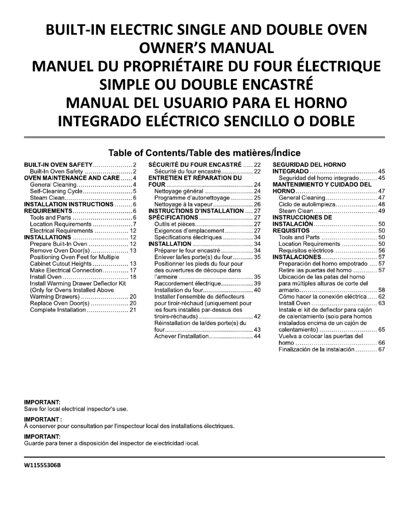 Page n°1 - Manuel utilisateur Maytag MOES6030LZ