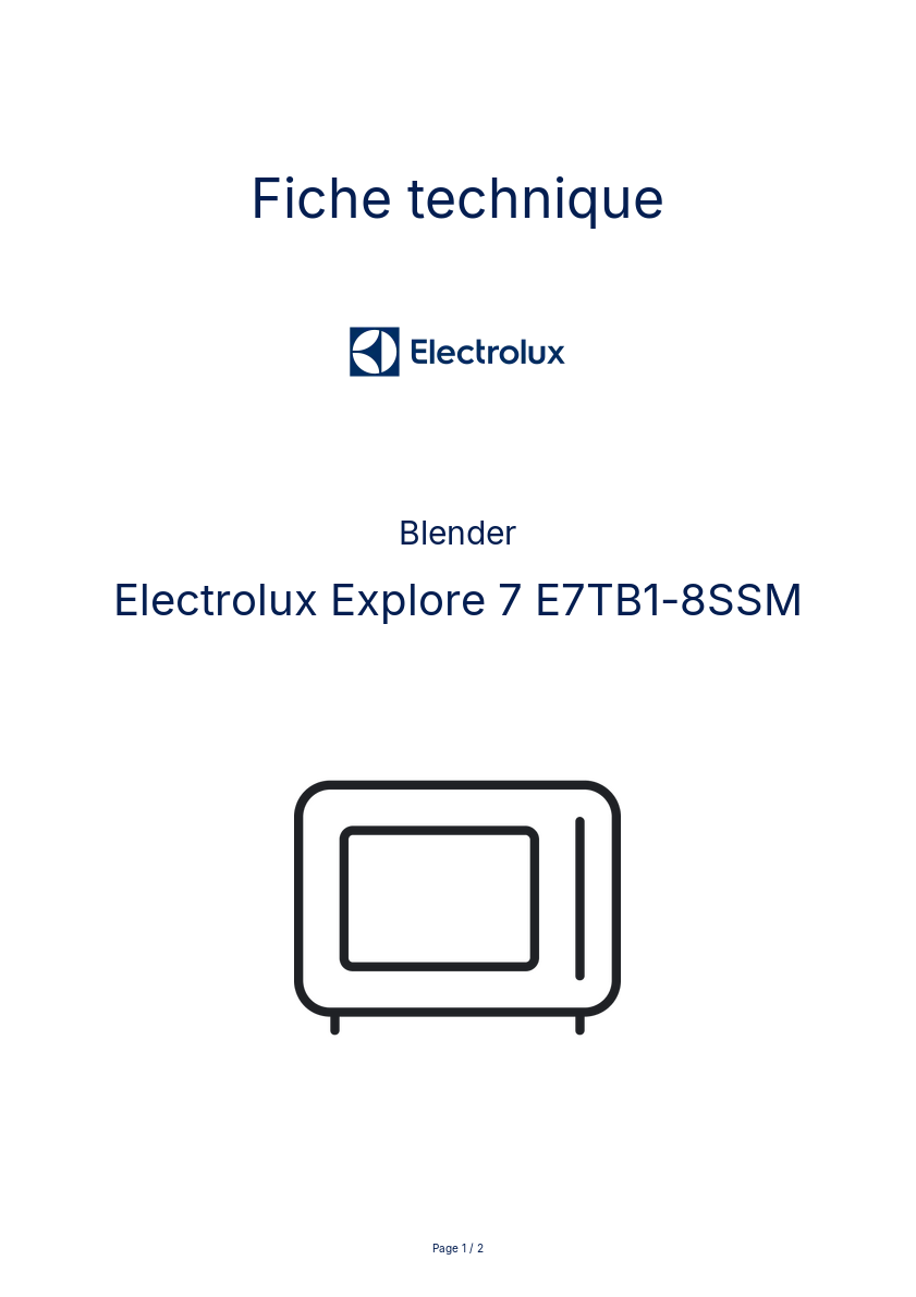 Page n°1 - Fiche technique Electrolux Explore 7 E7TB1-8SSM