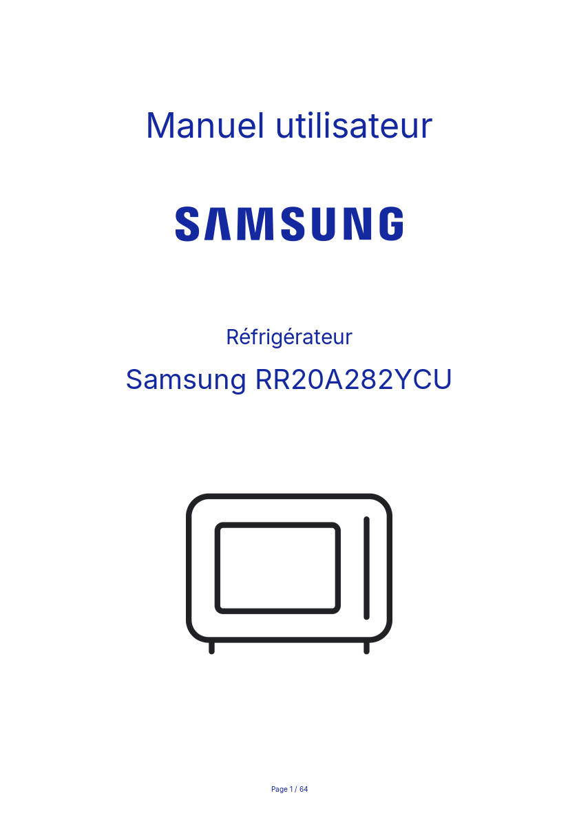 Page n°1 - Manuel utilisateur Samsung RR20A282YCU
