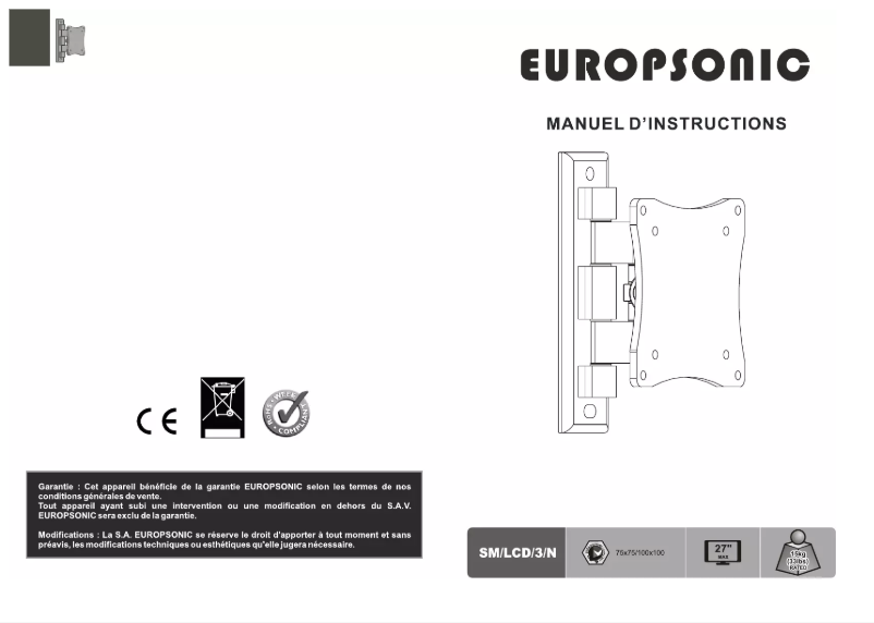 Image de la première page du manuel de l'appareil SM/LCD/3/N