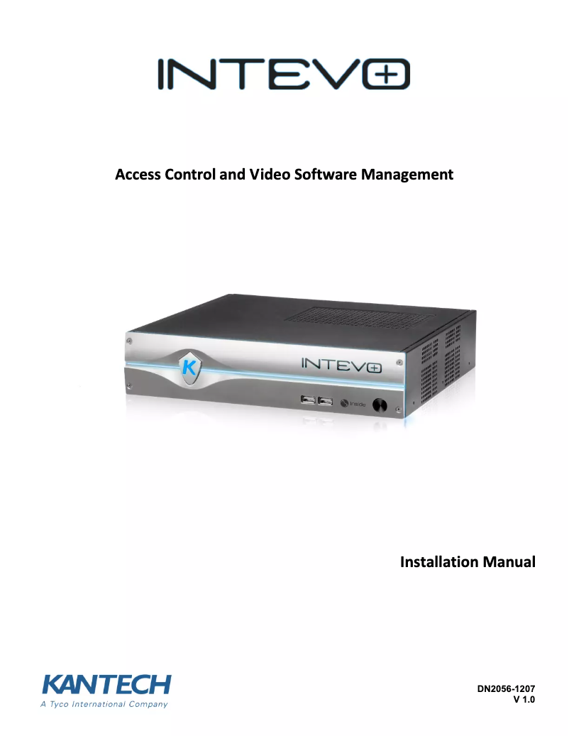 Page n°1 - Manuel utilisateur Kantech INTEVO