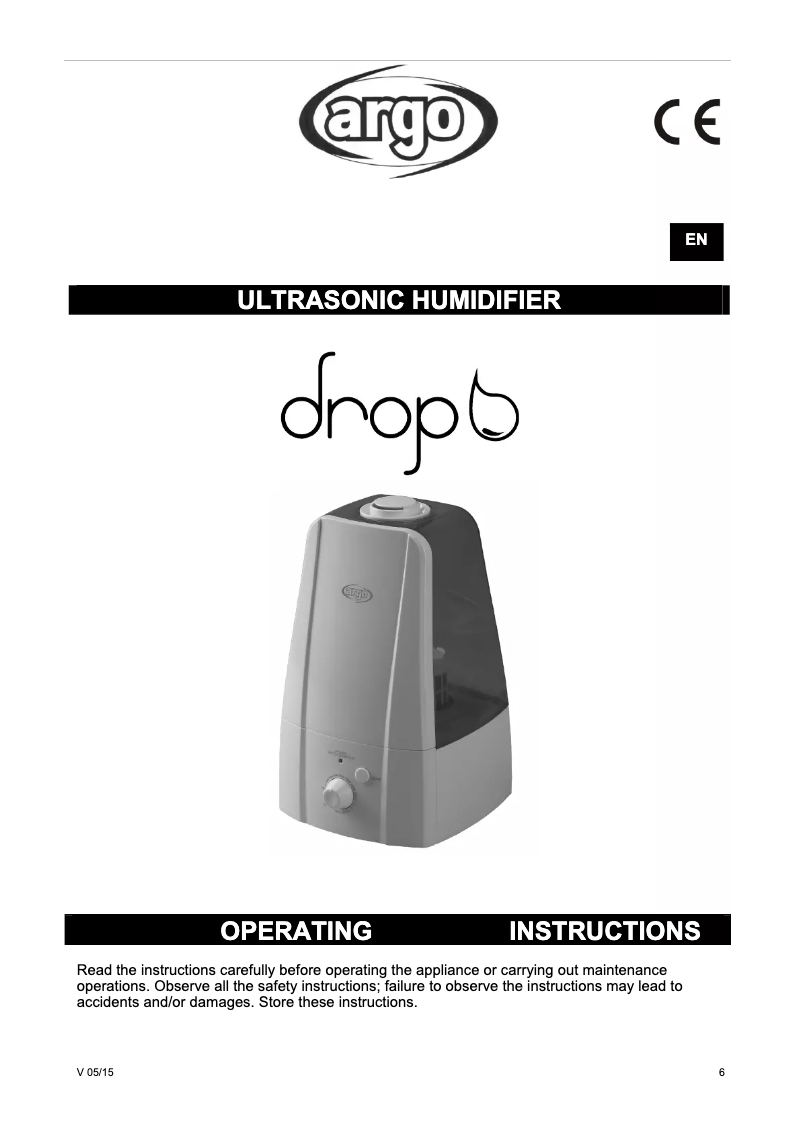 Page n°1 - Manuel utilisateur Argoclima DROP