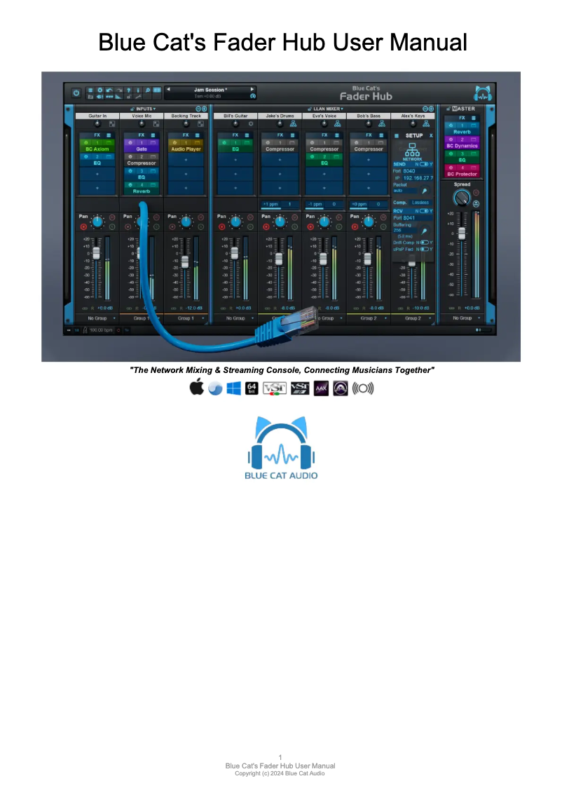 Page 1 de la notice Manuel utilisateur Blue Cat Audio Fader Hub