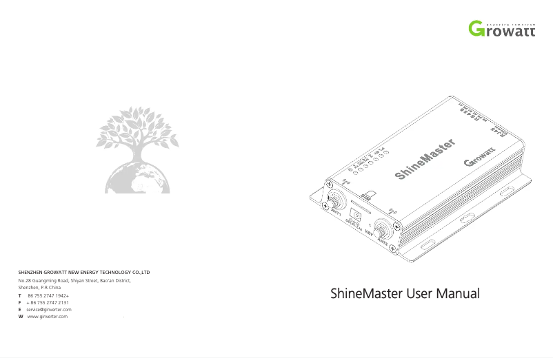 Page 1 de la notice Manuel utilisateur Growatt Shine Master