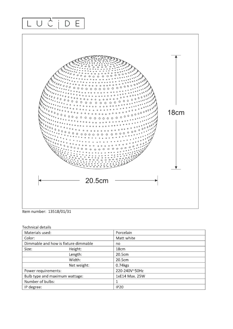 Page n°1 - Manuel utilisateur Lucide Globi 13518/01/31