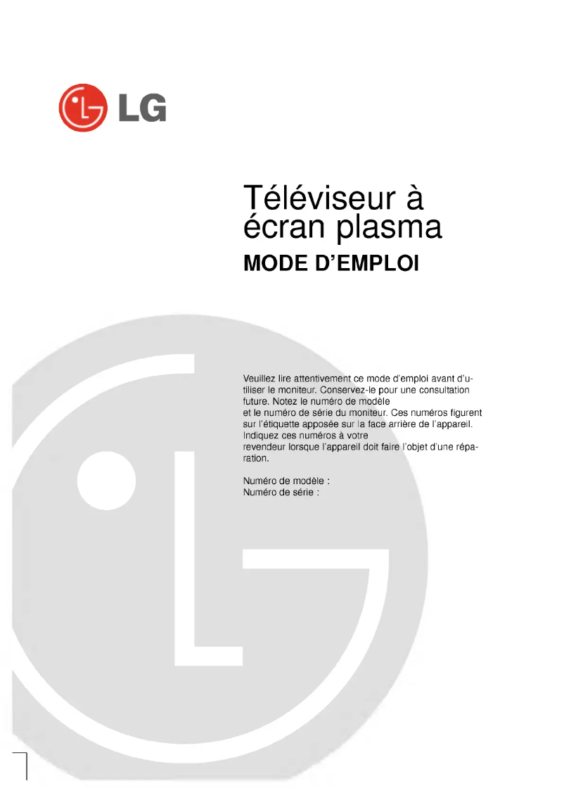 Image de la première page du manuel de l'appareil RZ-60PY10