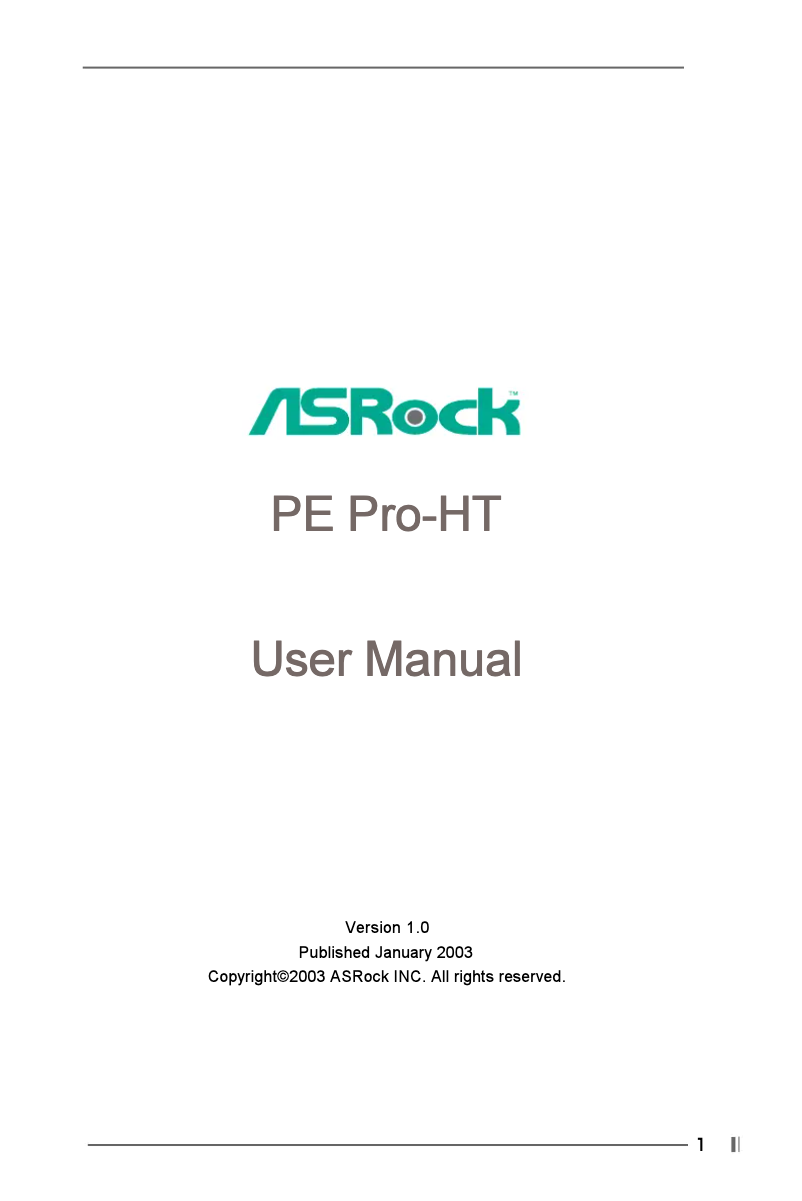 Página 1 del manual Manual de usuario Asrock PE PRO-HT