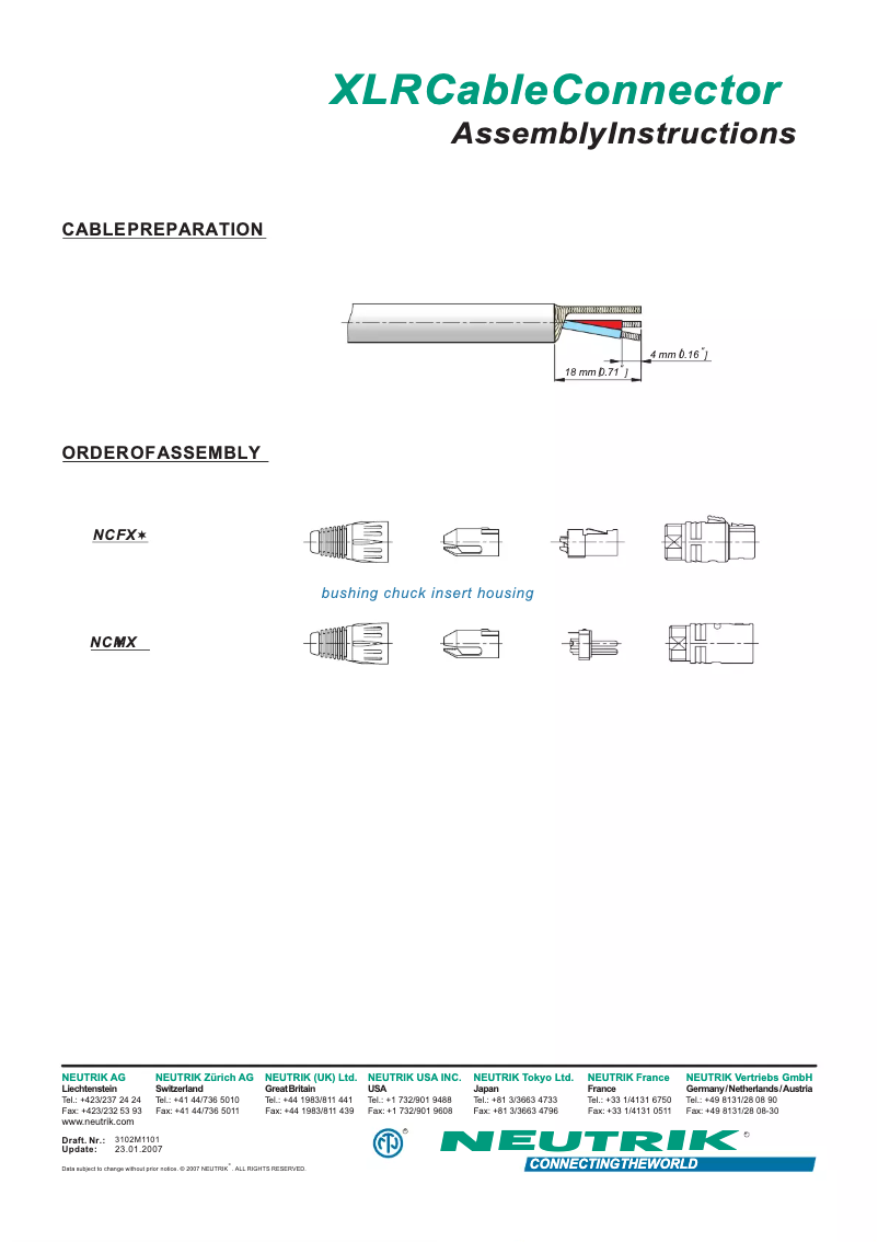 Page n°1 - Manuel utilisateur Neutrik NTR-NC4MX