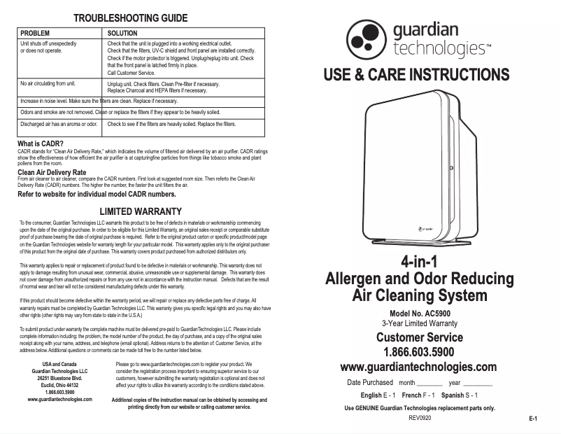 Image de la première page du manuel de l'appareil AC5900