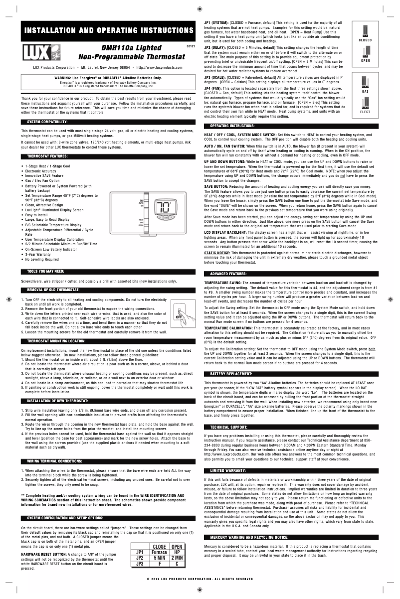 Image de la première page du manuel de l'appareil DMH110-010
