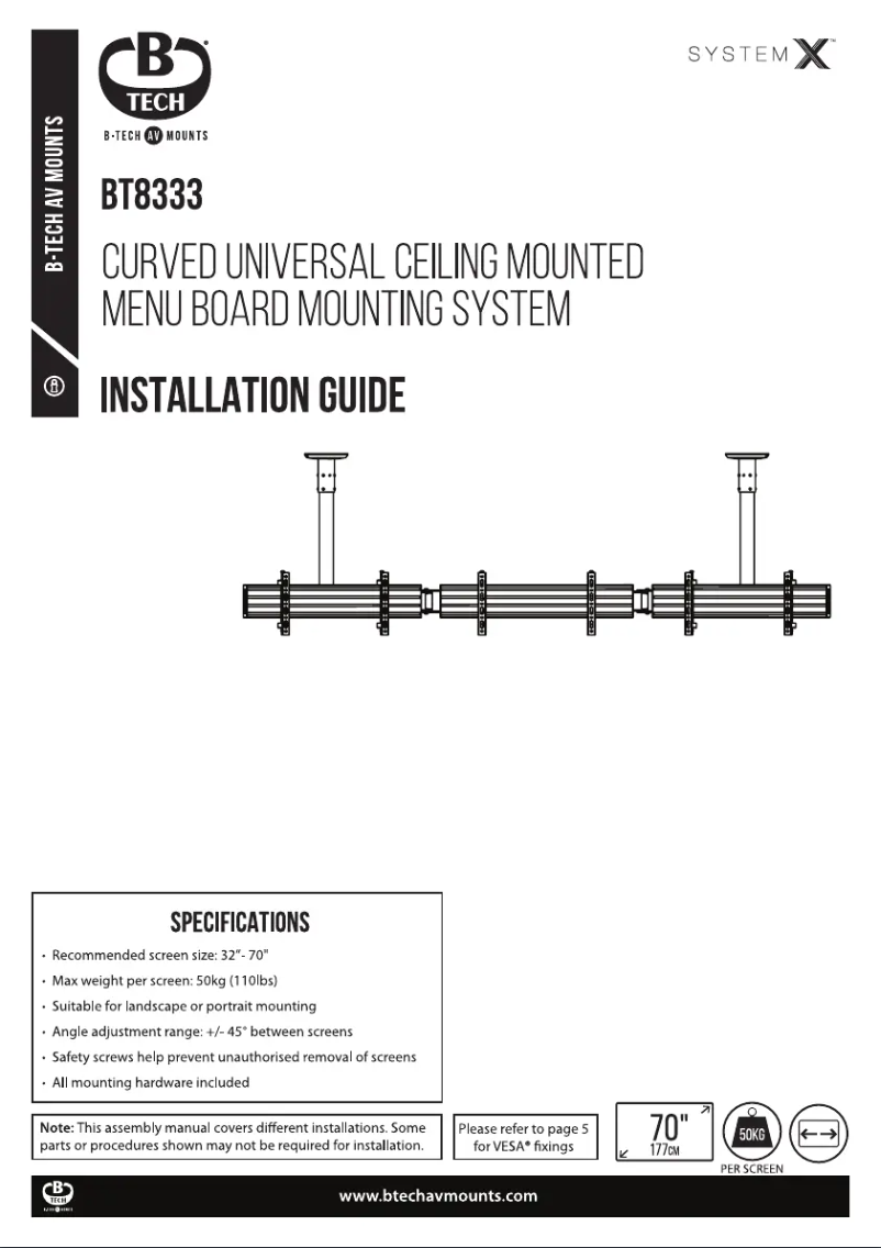 Page n°1 - Manuel utilisateur B-Tech BT8333