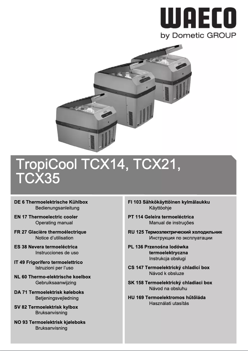 Page 1 de la notice Manuel utilisateur Waeco TropiCool TCX14