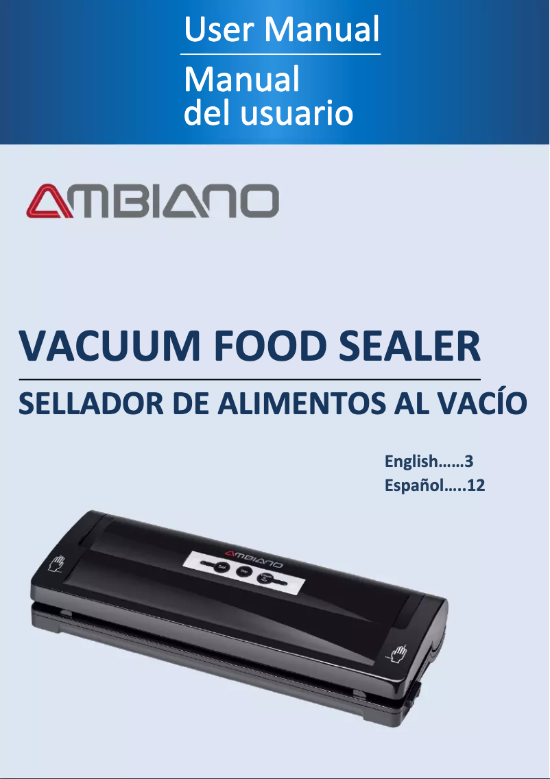 Page 1 de la notice Manuel utilisateur Ambiano Vacuum Food Sealer BS-896U