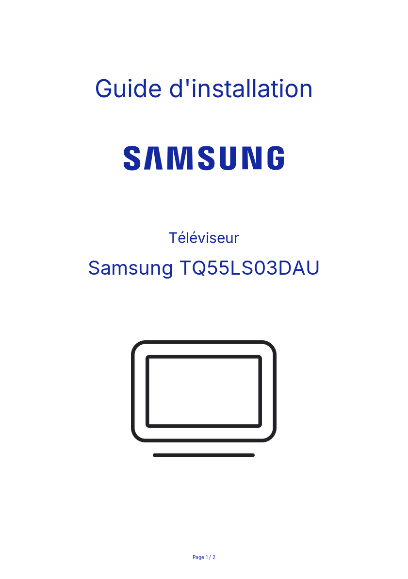 Page n°1 - Guide d'installation Samsung TQ55LS03DAU