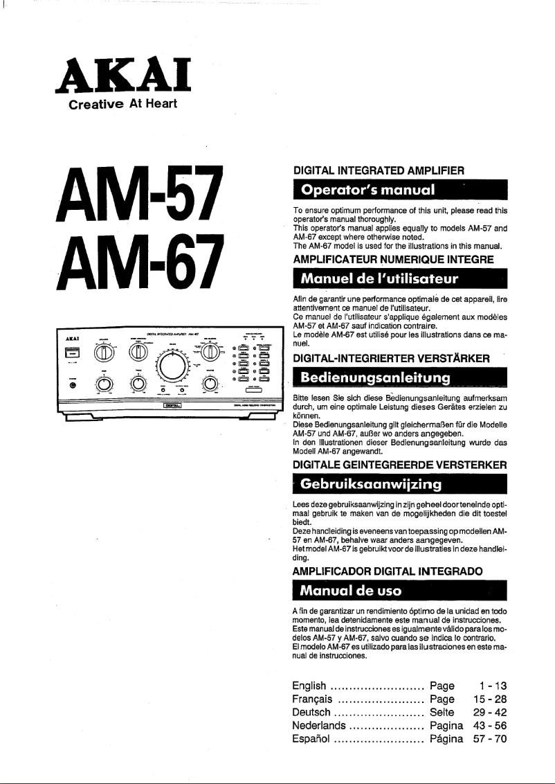 Page n°1 - Manuel utilisateur AKAI AM-67