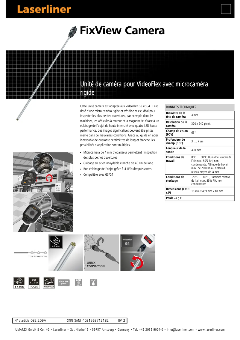 Image de la première page du manuel de l'appareil FixView Camera