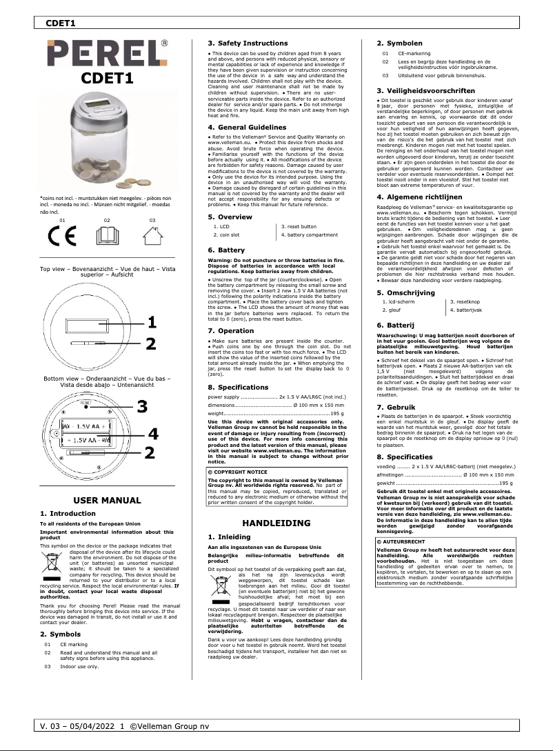 Image de la première page du manuel de l'appareil CDET1