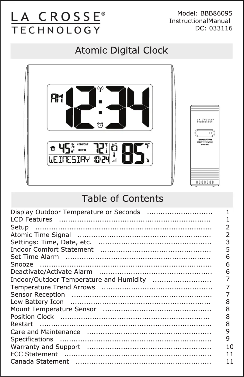 Image de la première page du manuel de l'appareil BBB86095