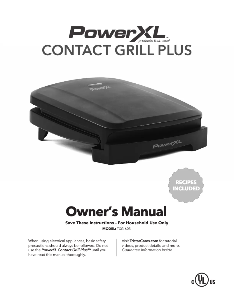 Page n°1 - Manuel utilisateur PowerXL Contact Grill Plus TXG-603
