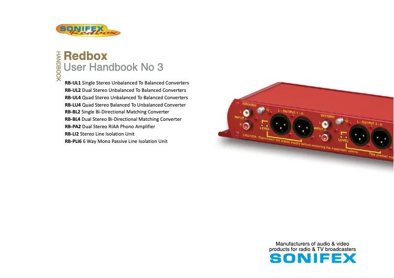 First page image of the manual for Redbox RB-PA2