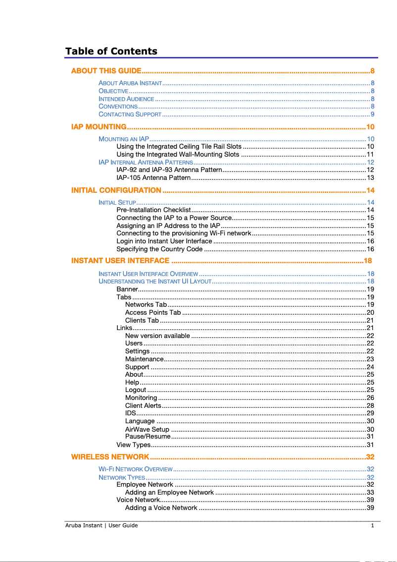 Page n°1 - Manuel utilisateur Aruba Instant IAP-105