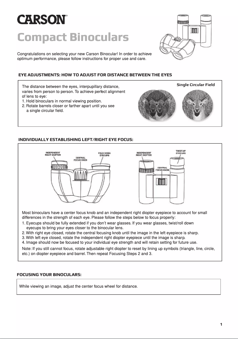 Page 1 de la notice Manuel utilisateur Carson Scout Plus