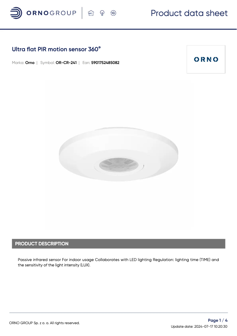 Página 1 del manual Ficha técnica ORNO OR-CR-241