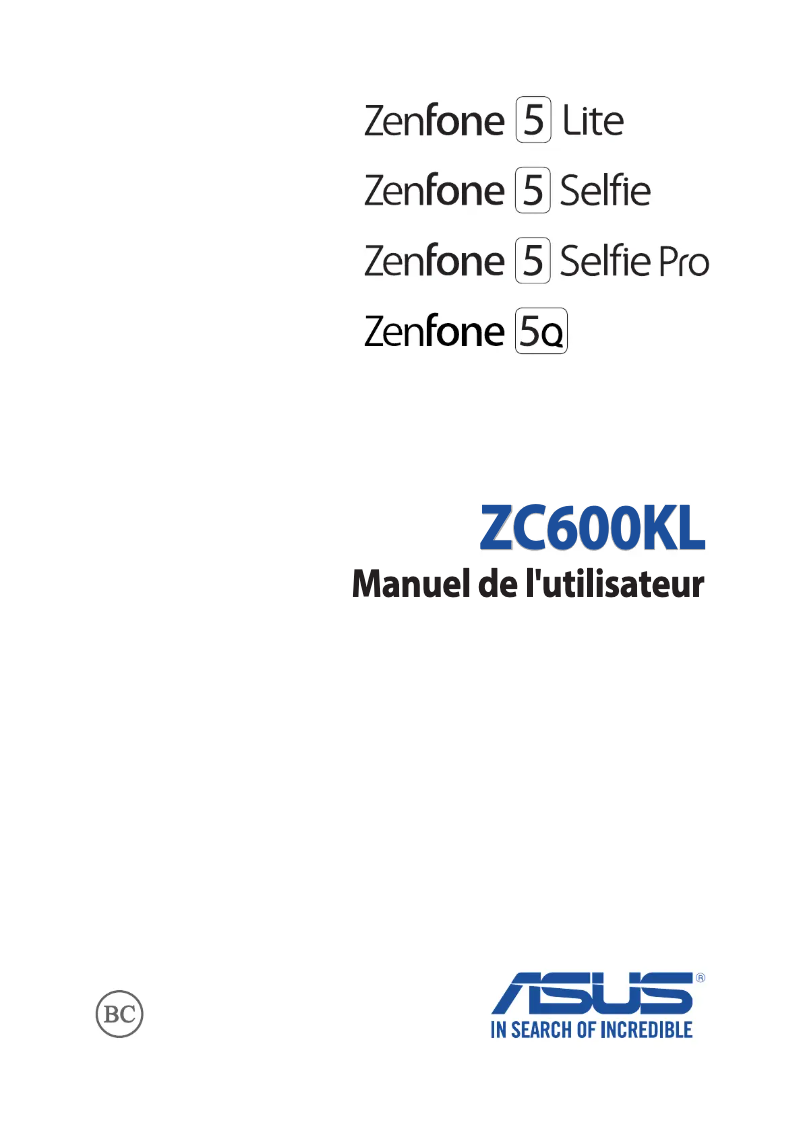 Image de la première page du manuel de l'appareil Zenfone 5 Selfie Pro