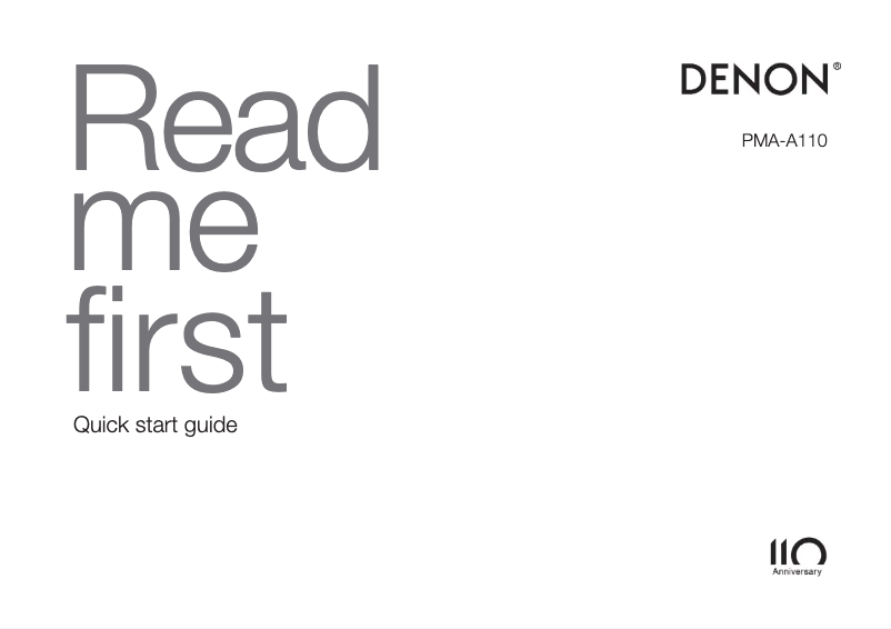 Page n°1 - Guide de démarrage rapide Denon PMA-A110