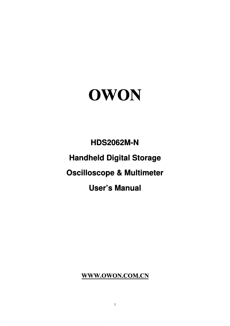 Page 1 de la notice Manuel utilisateur Owon HDS2062M-N