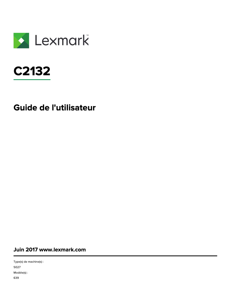 Page 1 de la notice Manuel utilisateur Lexmark C2132