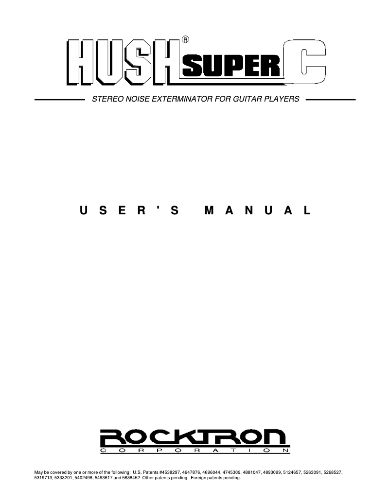 Page n°1 - Manuel utilisateur Rocktron Hush Super C