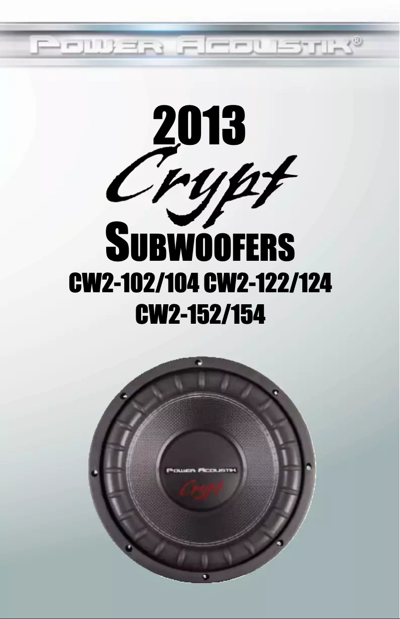 Page n°1 - Manuel utilisateur Power Acoustik CW2-152