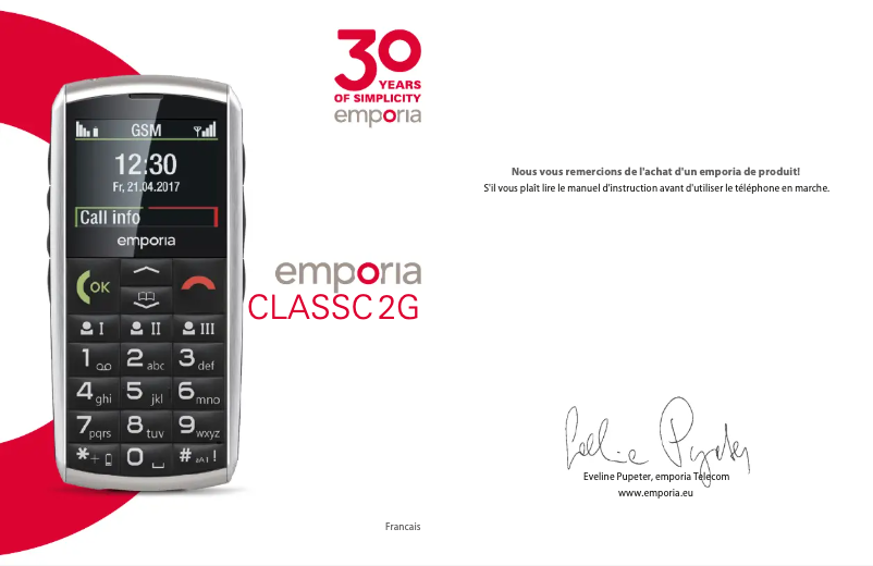 Page 1 de la notice Manuel utilisateur Emporia Classic