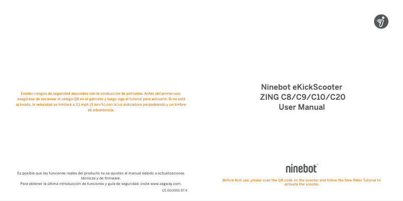 Page n°1 - Manuel utilisateur Segway Ninebot eKickScooter ZING C9